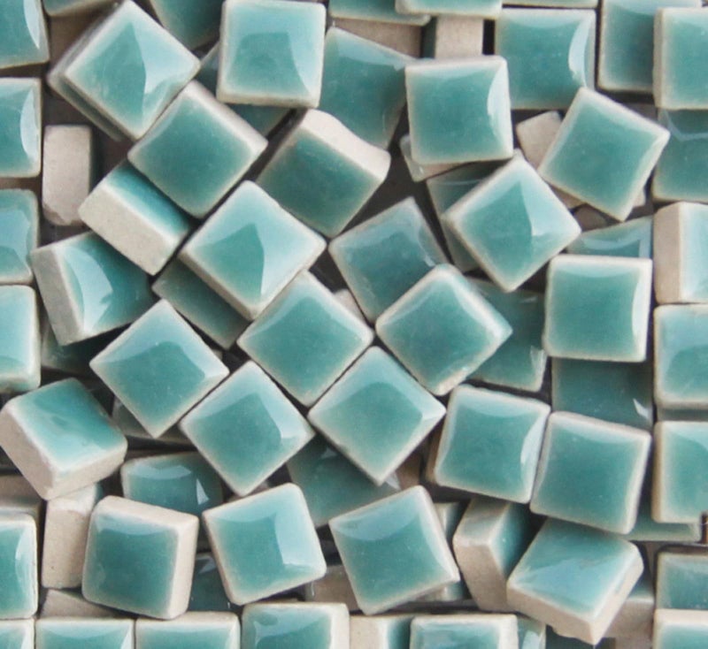 PINUO&KE 200 Pieces / 200 g Mosaic Tiles Square Ceramic Mosaic Mosaic Tiles Square 0.4x0.4 inch Mosaic Pieces for Home Decoration  DIY Crafts  Mosaic Tile Projects - Duck Green - Image 1